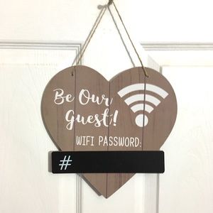 WIFI PASSWORD Heart Shaped Chalkboard RusticWood Inspired Sign Home Work Decor